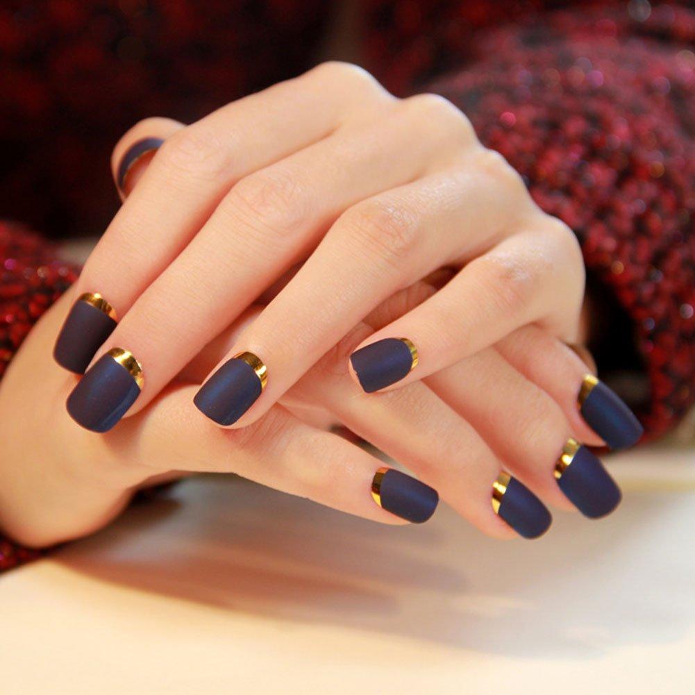 blue matte autumn nails