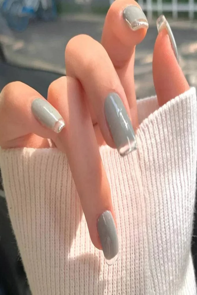 winter holidays nails gray
